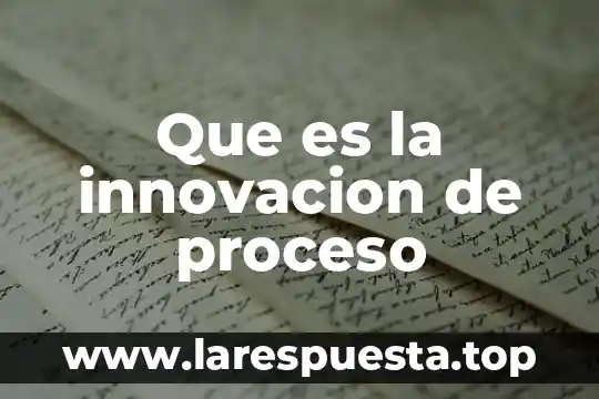 Que es una guia para un proceso 8 Que es la innovacion de proceso