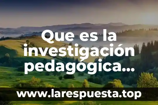 Que es la investigación pedagógica concepto.edu