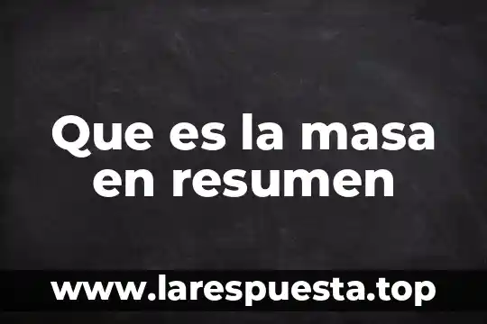 Que es la masa en resumen
