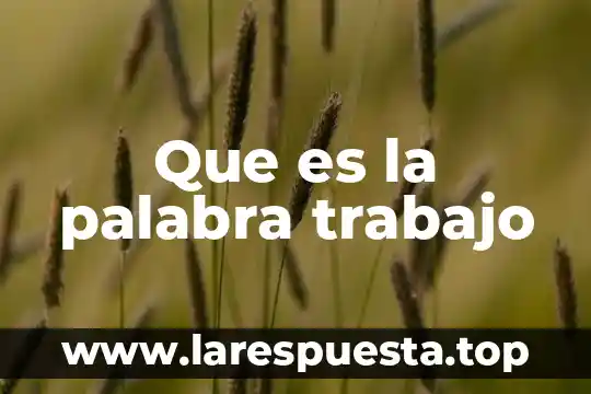Que es la palabra pervivencia 7 Que es la palabra trabajo