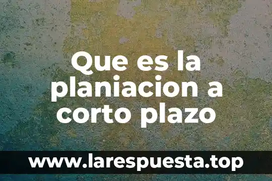 Que es un pagaré a corto plazo 6 Que es la planiacion a corto plazo