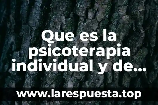 Que es la psicoterapia individual y de grupo