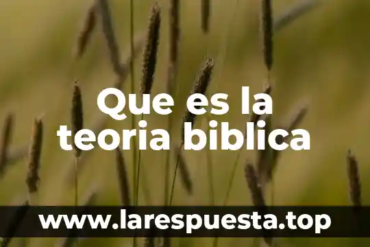 Que es la teoria biblica