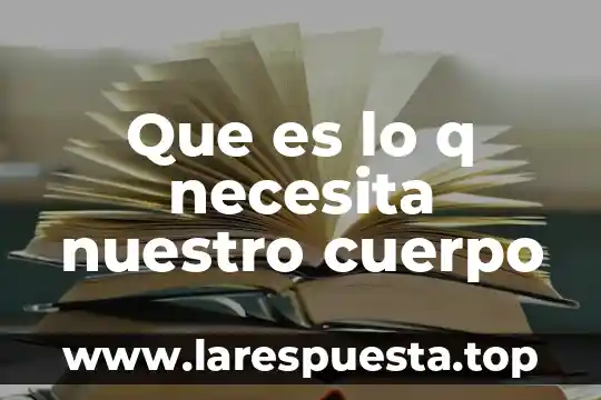 Que es lo q necesita nuestro cuerpo
