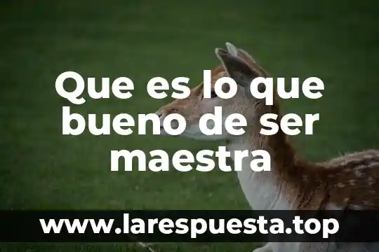 Que es lo que bueno de ser maestra