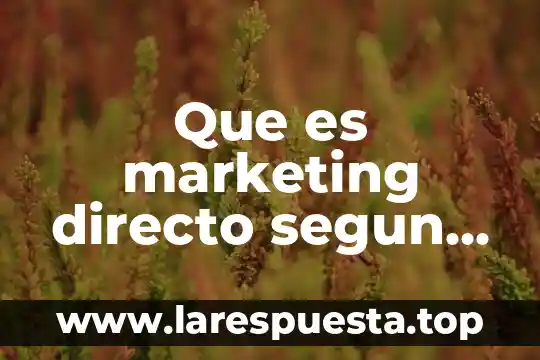 Que es marketing directo segun varios autores