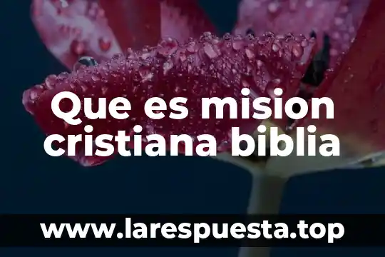 Que es mision cristiana biblia