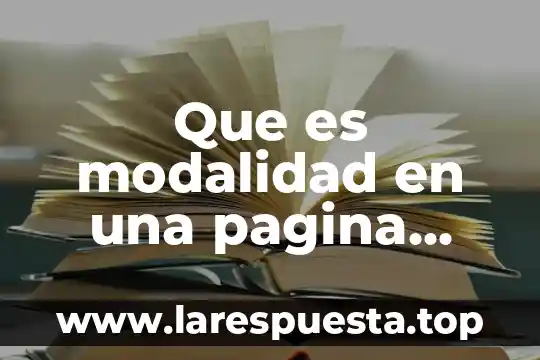 Que es modalidad en una pagina web