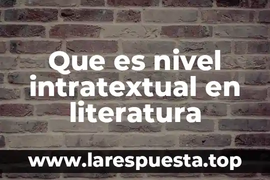 Que es nivel intratextual en literatura