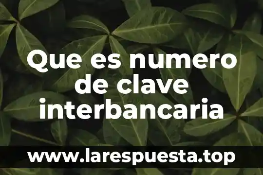 Que es numero de clave interbancaria