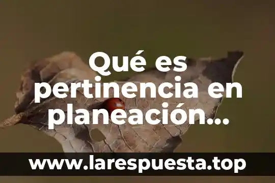 Qué es pertinencia en planeación educativa