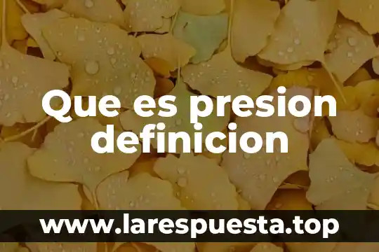 Que es bueno hacer cuando se baja la presion 5 Que es presion definicion