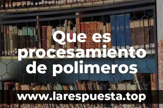 Qué es un procesamiento de una empresa 5 Que es procesamiento de polimeros