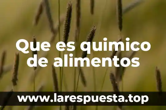Que es quimico de alimentos