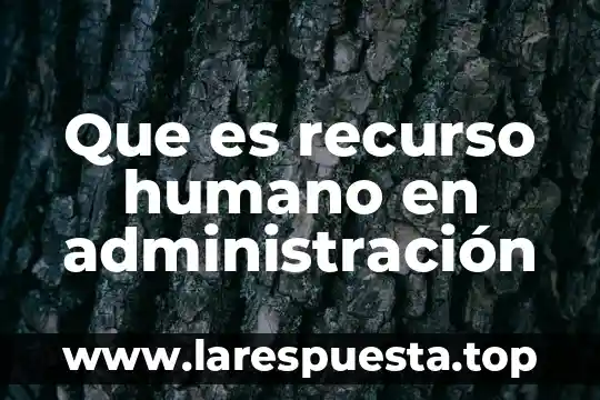 Que es recurso humano en administración