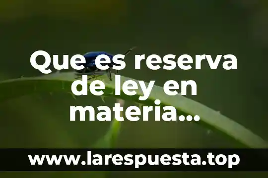 Que es reserva de ley en materia tributaria