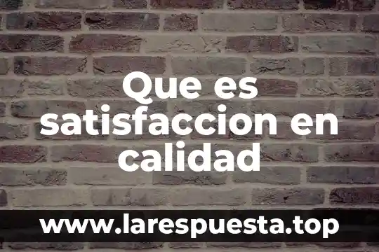 Que es calidad en el servicio 8 Que es satisfaccion en calidad