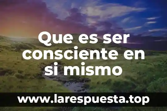 Que es y para que puede ser util 5 Que es ser consciente en si mismo