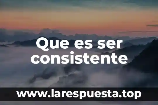 Que es ser consistente