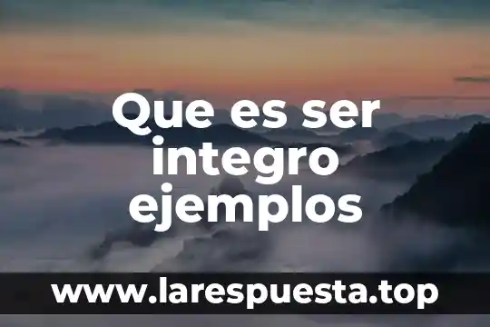 Que es ser integro ejemplos