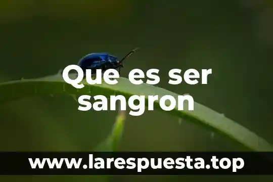 Que es ser sangron