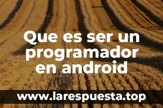 Programador RPG que es 8 Que es ser un programador en android