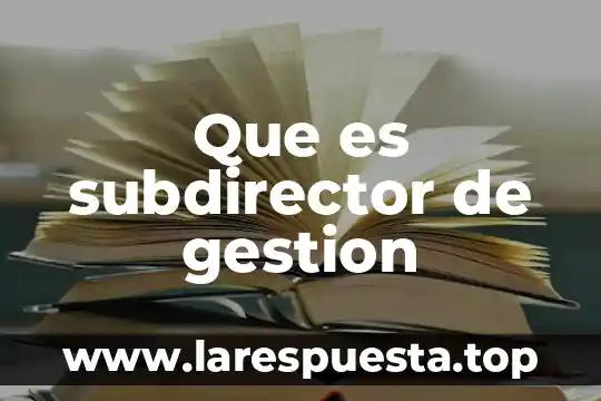 Que es subdirector de gestion