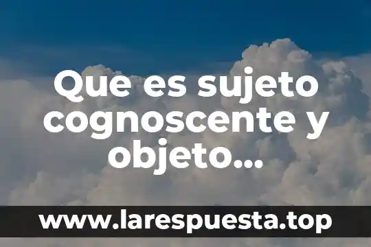 Qué es sujeto de investigación según autores 8 Que es sujeto cognoscente y objeto conocido