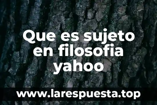 Qué es sujeto de investigación según autores 6 Que es sujeto en filosofia yahoo