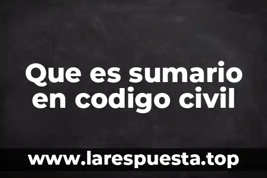 Que es un resumen sumario 6 Que es sumario en codigo civil