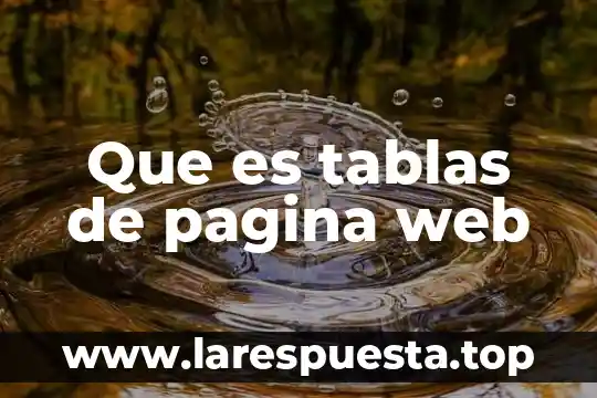 Que es tablas de pagina web