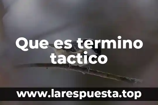 Qué es un objetivo táctico de un hotel 5 Que es termino tactico