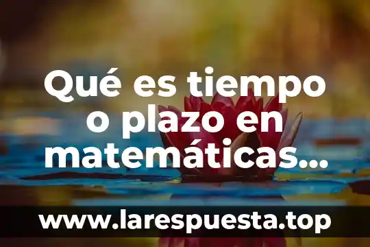 Qué es tiempo o plazo en matemáticas financieras