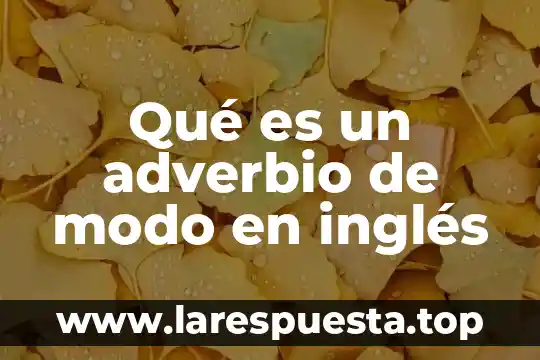 Qué es un adverbio de modo en inglés