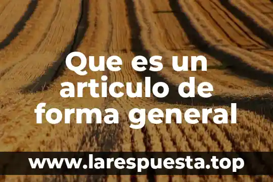 Que es un articulo de forma general