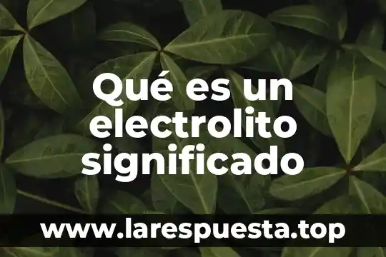 Qué es un electrolito significado