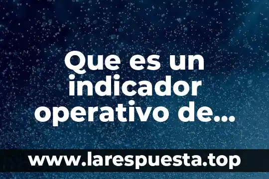 Que es un indicador operativo de una empresa
