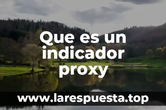 Que es una proxy de red 4 Que es un indicador proxy