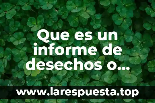 Que es un informe de desechos o perdidas en costos