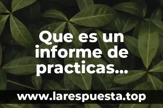Qué es el informe goh 8 Que es un informe de practicas docente