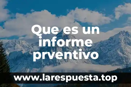 Qué es el informe goh 5 Que es un informe prventivo