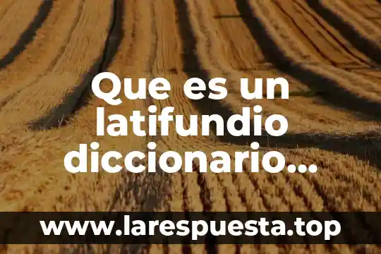 Que es un latifundio diccionario juridico