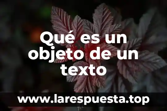 Que es un texto perdurable 3 Qué es un objeto de un texto