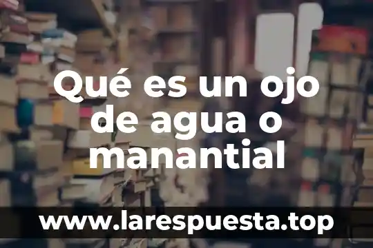 Qué es un ojo de agua o manantial