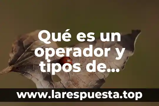 Qué es un operador y tipos de operadores