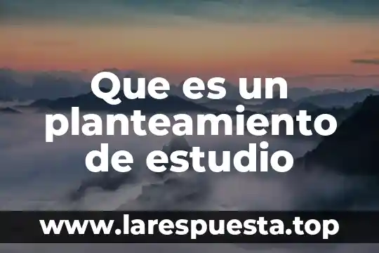 Que es un planteamiento de estudio