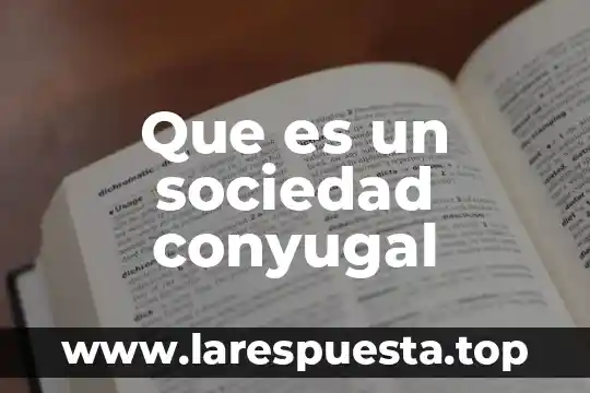 Que es un sociedad conyugal