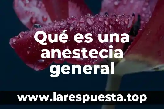 Qué es una anestecia general