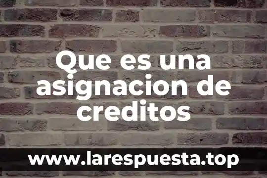 Que es una asignacion de creditos