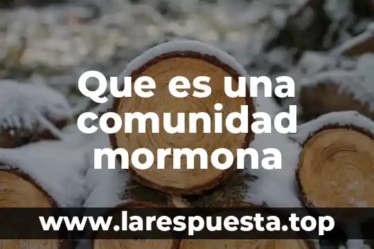Que es comunidad y cultura 8 Que es una comunidad mormona